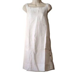 NWOT Peck & Peck 100% Linen Sleeveless Dress XL White Jumper Side Buttons